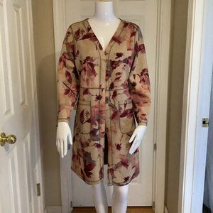 Solitaire Faux Suede Floral Duster Coat